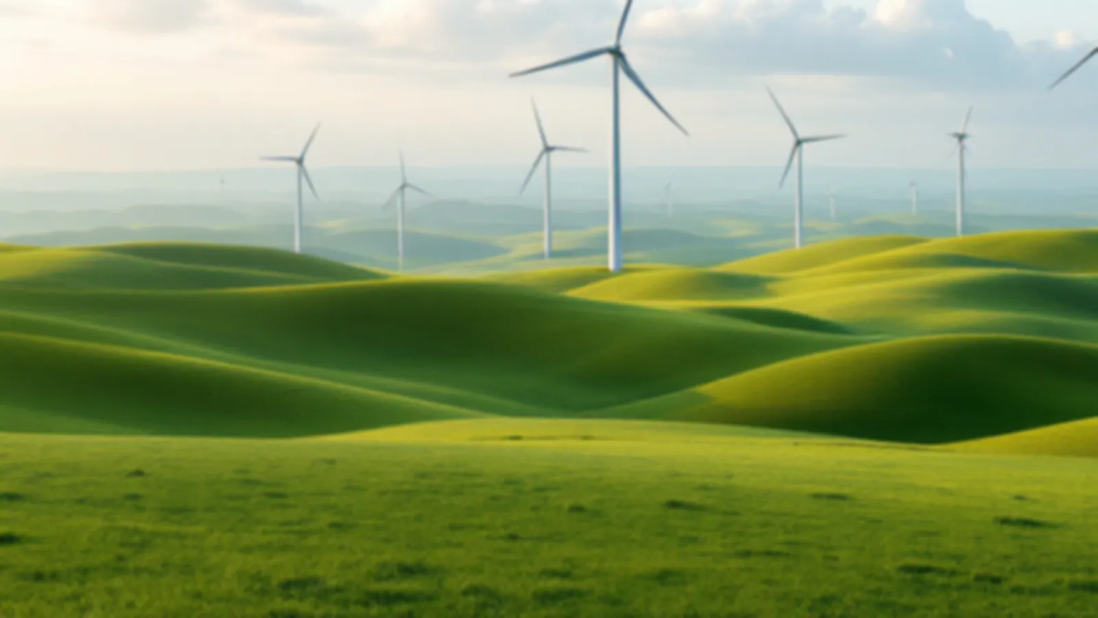 White wind turbines on rolling green hills under a clear morning sky with soft clouds, the RotorFunds view of emergency cash loans, $100 – $5,000